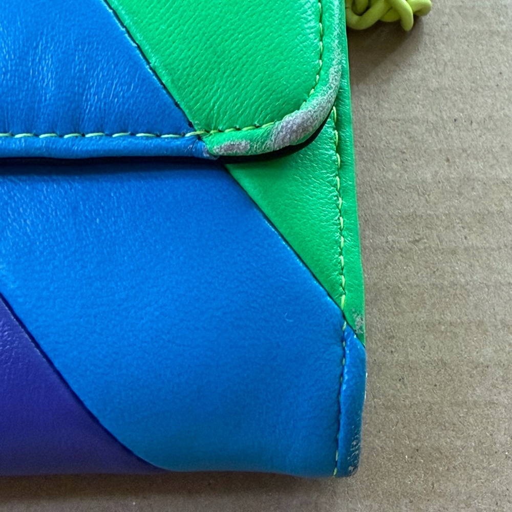 Kurt Geiger Women's Neon Striped Crossbody Bag Yellow Chain - Picture 4 of 10